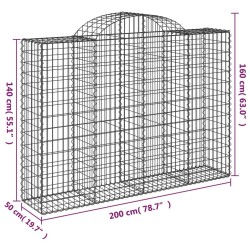 Paniers à gabions arqués 4 pcs 200x50x140/160 cm Fer galvanisé 556138556138