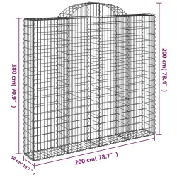Paniers à gabions arqués 4 pcs 200x50x180/200 cm Fer galvanisé 556139556139