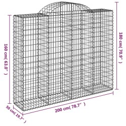 Paniers à gabions arqués 4 pcs 200x50x160/180 cm Fer galvanisé 556146556146