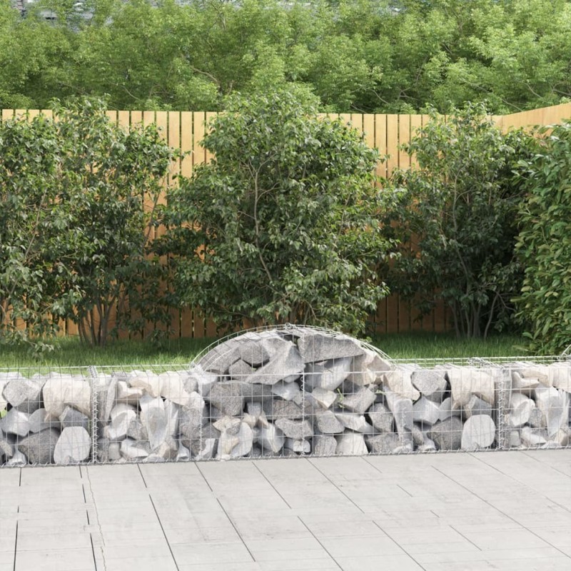 Paniers à gabions arqués 10 pcs 200x50x40/60 cm fer galvanisé 556149556149