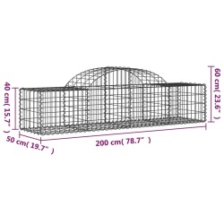 Paniers à gabions arqués 10 pcs 200x50x40/60 cm fer galvanisé 556149556149