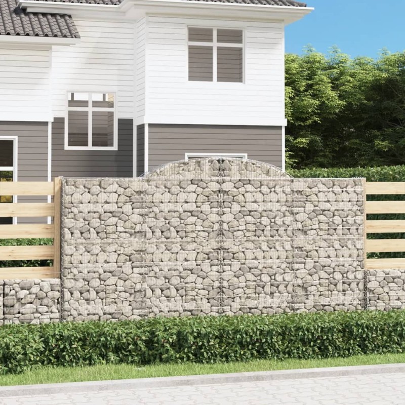 Paniers à gabions arqués 3 pcs 300x50x160/180 cm fer galvanisé 556152556152