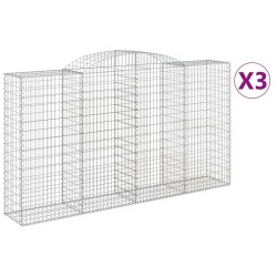 Paniers à gabions arqués 3 pcs 300x50x160/180 cm fer galvanisé 556152556152