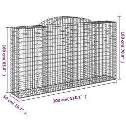 Paniers à gabions arqués 3 pcs 300x50x160/180 cm fer galvanisé 556152556152