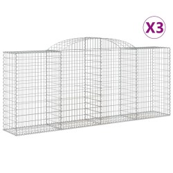 Paniers à gabions arqués 3 pcs 300x50x120/140 cm fer galvanisé 556153556153