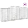 Paniers à gabions arqués 3 pcs 300x50x120/140 cm fer galvanisé 556153556153