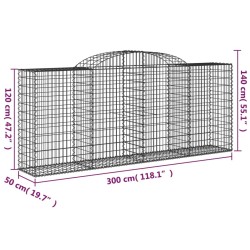 Paniers à gabions arqués 3 pcs 300x50x120/140 cm fer galvanisé 556153556153