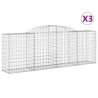 Paniers à gabions arqués 3 pcs 300x50x100/120 cm fer galvanisé 556154556154