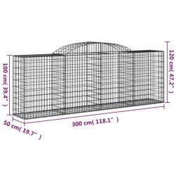 Paniers à gabions arqués 3 pcs 300x50x100/120 cm fer galvanisé 556154556154