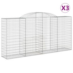 Paniers à gabions arqués 3 pcs 300x50x140/160 cm fer galvanisé 556155556155
