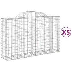Paniers à gabions arqués 5 pcs 200x50x120/140 cm Fer galvanisé 556161556161