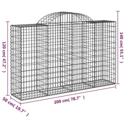 Paniers à gabions arqués 5 pcs 200x50x120/140 cm Fer galvanisé 556161556161