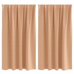 Rideaux occultants avec anneaux 2 pcs Marron Clair 140 x 140 cm 556172556172