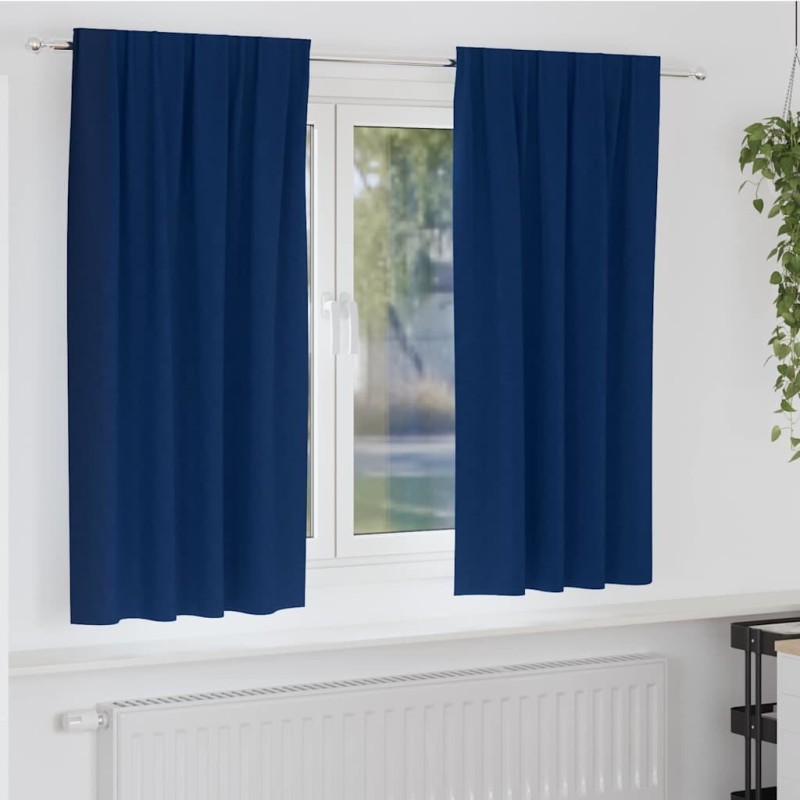 Rideaux occultants avec anneaux 2 pcs Bleu foncé 175 x 140 cm 556175556175