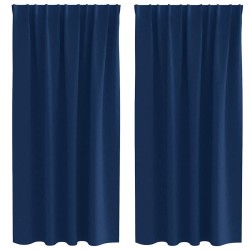 Rideaux occultants avec anneaux 2 pcs Bleu foncé 175 x 140 cm 556175556175