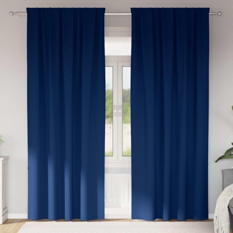 Rideaux occultants avec anneaux 2 pcs Bleu foncé 225 x 140 cm 556176556176