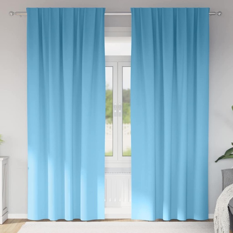 Rideaux occultants avec anneaux 2 pcs Bleu clair 225 x 140 cm 556179556179