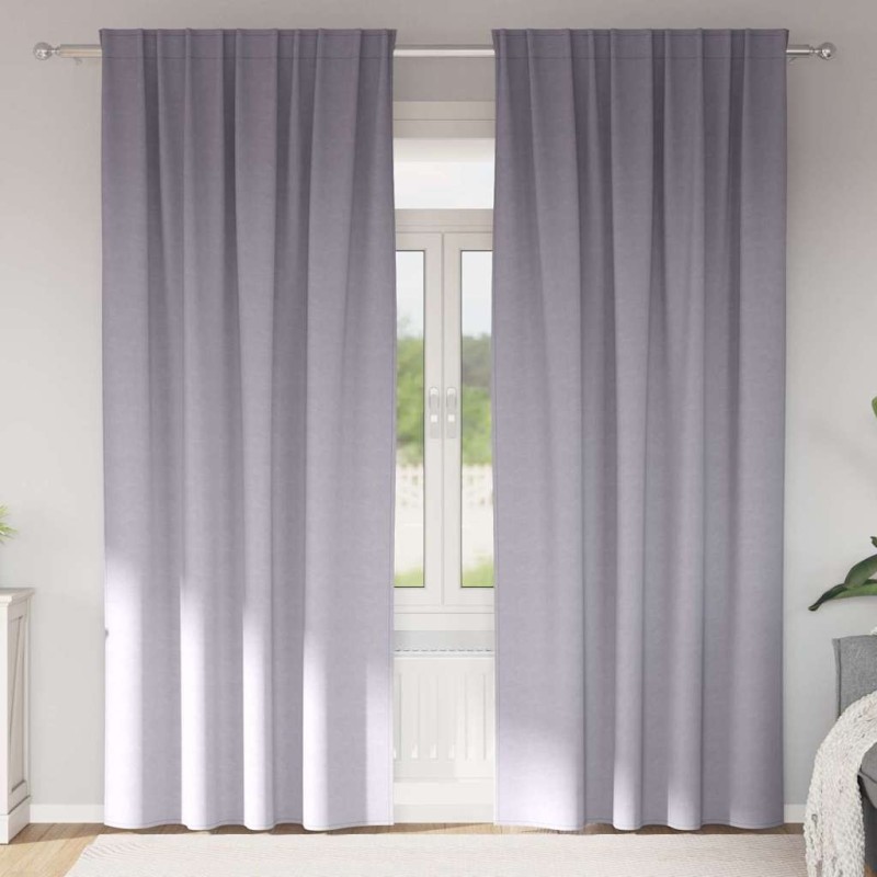 Rideaux occultants avec anneaux 2 pcs Gris métal 225 x 140 cm 556189556189
