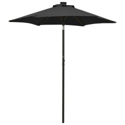 Parasol de jardin avec lumières LED noir 200x211 cm aluminium 556195556195