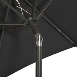 Parasol de jardin avec lumières LED noir 200x211 cm aluminium 556195556195