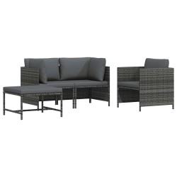 Salon de jardin 4 pcs avec coussins Résine tressée Gris 556208556208
