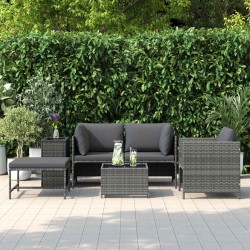 Salon de jardin 4 pcs avec coussins Résine tressée Gris 556208556208