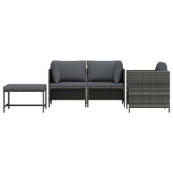 Salon de jardin 4 pcs avec coussins Résine tressée Gris 556208556208