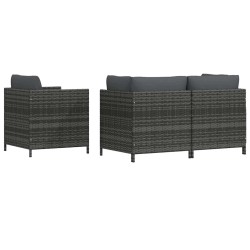 Salon de jardin 4 pcs avec coussins Résine tressée Gris 556208556208