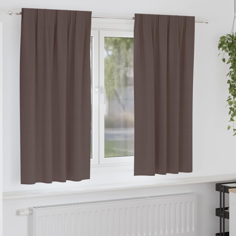 Rideaux occultants avec anneaux 2 pcs Marron foncé 175 x 140 cm 556210556210