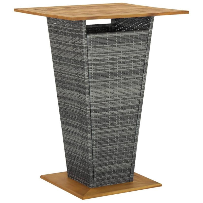 Table de bar Gris 80x80x110 cm Résine tressée et bois d'acacia 556212556212