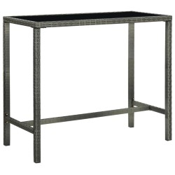 Table bar de jardin Gris 130x60x110 cm Résine tressée et verre 556215556215