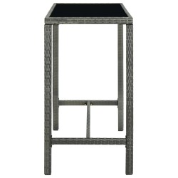 Table bar de jardin Gris 130x60x110 cm Résine tressée et verre 556215556215