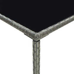 Table de bar de jardin Gris 70x70x110cm Résine tressée et verre 556216556216