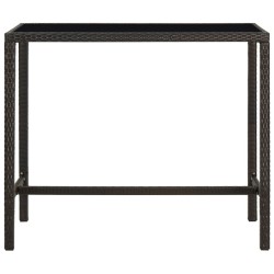 Table de bar de jardin Marron 130x60x110cm Résine tressée verre 556218556218