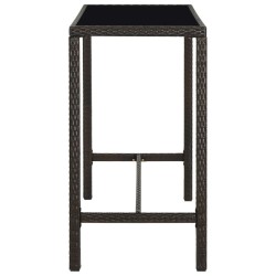 Table de bar de jardin Marron 130x60x110cm Résine tressée verre 556218556218