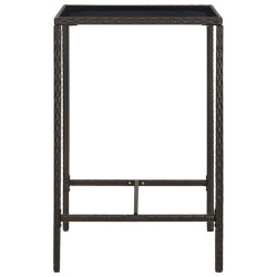 Table de bar de jardin Marron 70x70x110 cm Résine tressée verre 556219556219