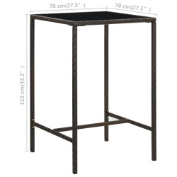 Table de bar de jardin Marron 70x70x110 cm Résine tressée verre 556219556219