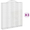 Paniers à gabions arqués 3 pcs 200x30x220/240 cm fer galvanisé 556228556228