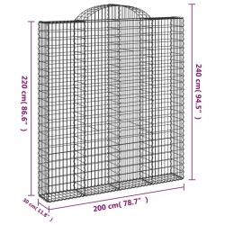 Paniers à gabions arqués 3 pcs 200x30x220/240 cm fer galvanisé 556228556228