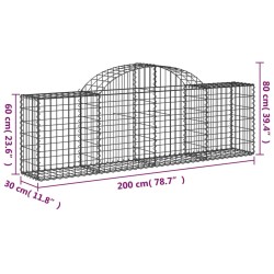 Paniers à gabions arqués 9 pcs 200x30x60/80 cm Fer galvanisé 556231556231