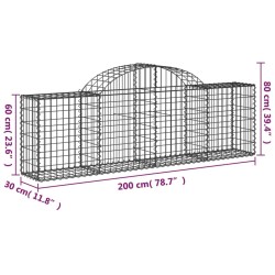 Paniers à gabions arqués 8 pcs 200x30x60/80 cm Fer galvanisé 556232556232
