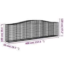 Paniers à gabions arqués 3 pcs 400x50x100/120 cm Fer galvanisé 556250556250