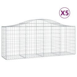 Paniers à gabions arqués 5 pcs 200x50x80/100 cm Fer galvanisé 556252556252