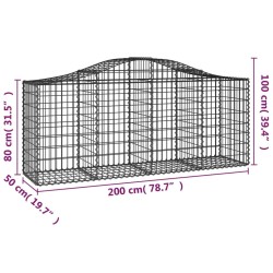Paniers à gabions arqués 5 pcs 200x50x80/100 cm Fer galvanisé 556252556252