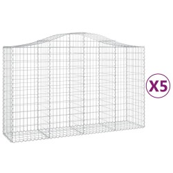 Paniers à gabions arqués 5 pcs 200x50x120/140 cm Fer galvanisé 556253556253