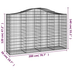Paniers à gabions arqués 5 pcs 200x50x120/140 cm Fer galvanisé 556253556253
