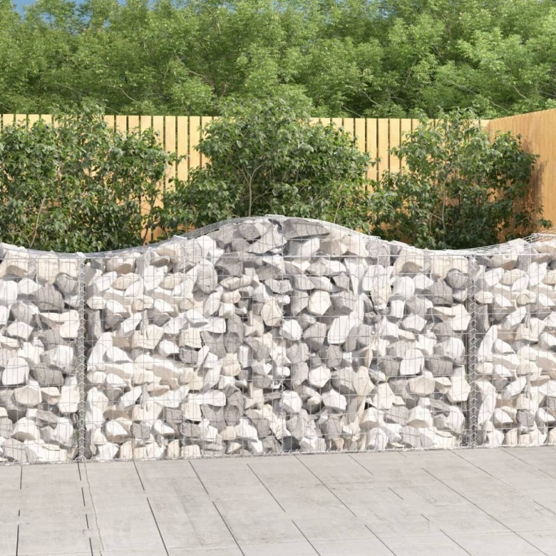 Paniers à gabions arqués 6 pcs 200x50x100/120 cm fer galvanisé 556255556255