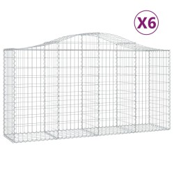 Paniers à gabions arqués 6 pcs 200x50x100/120 cm fer galvanisé 556255556255