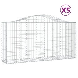 Paniers à gabions arqués 5 pcs 200x50x100/120 cm fer galvanisé 556257556257