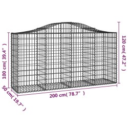 Paniers à gabions arqués 5 pcs 200x50x100/120 cm fer galvanisé 556257556257